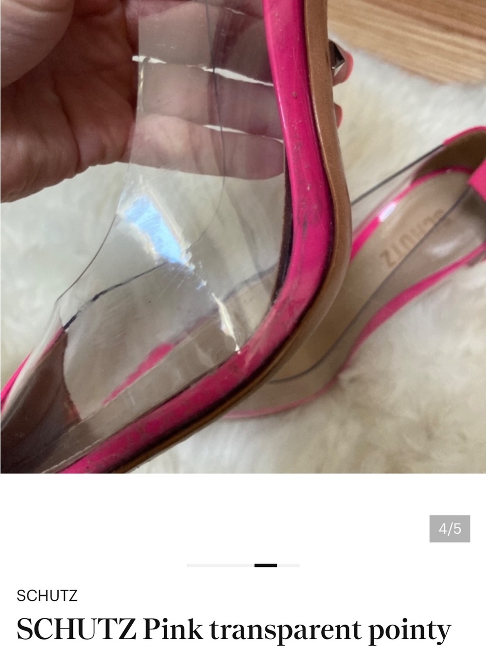 SCHUTZ Hot Pink Clear Panel Pointed Toe Pumps - Picture 4 of 5